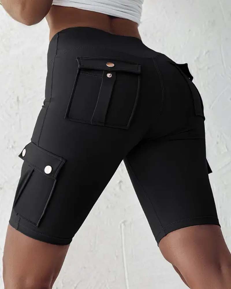 Vibonanza | Dames Korte Broek Hoge Taille met Cargo Zakken