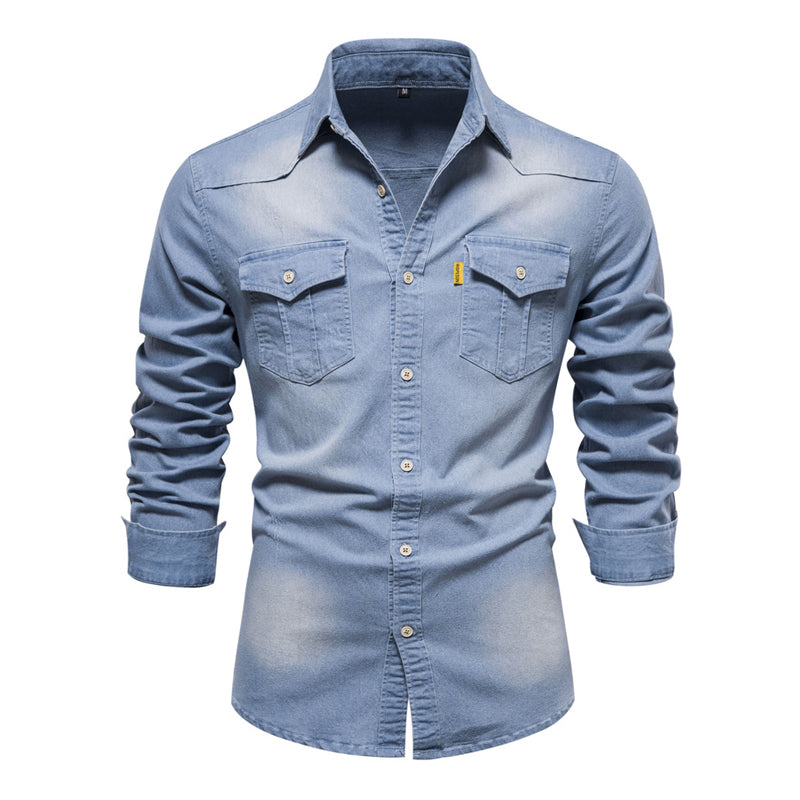 Vibonanza | Heren Denim Overhemd Vintage Wassing