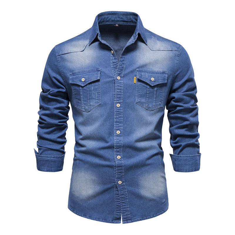 Vibonanza | Heren Denim Overhemd Vintage Wassing