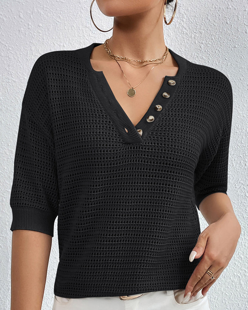Vibonanza | Damesblouse V-hals Korte Mouw