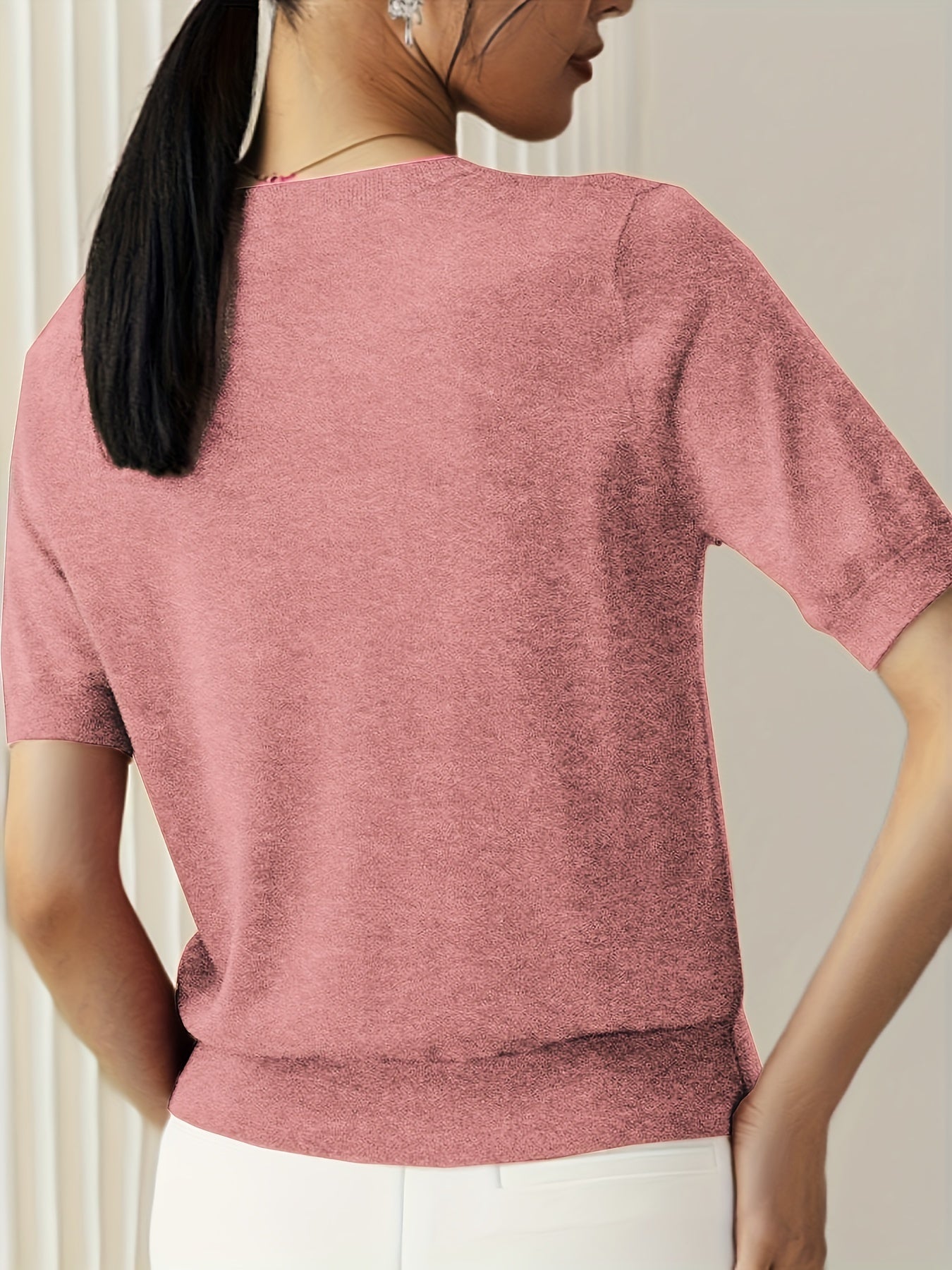 Vibonanza | Grijze T-shirt met Korte Mouw en Zomerstof