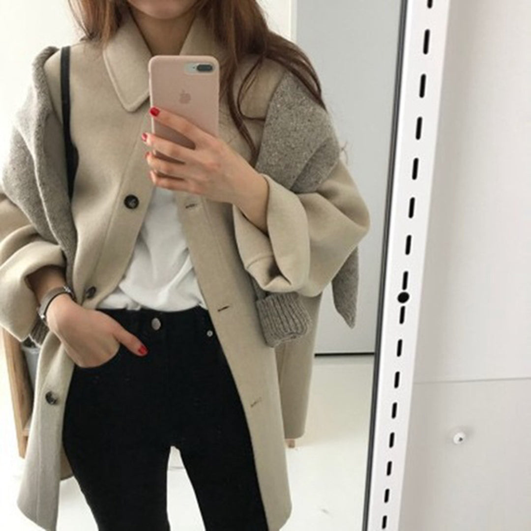 Vibonanza | Dames Camel Trenchcoat Wolmix