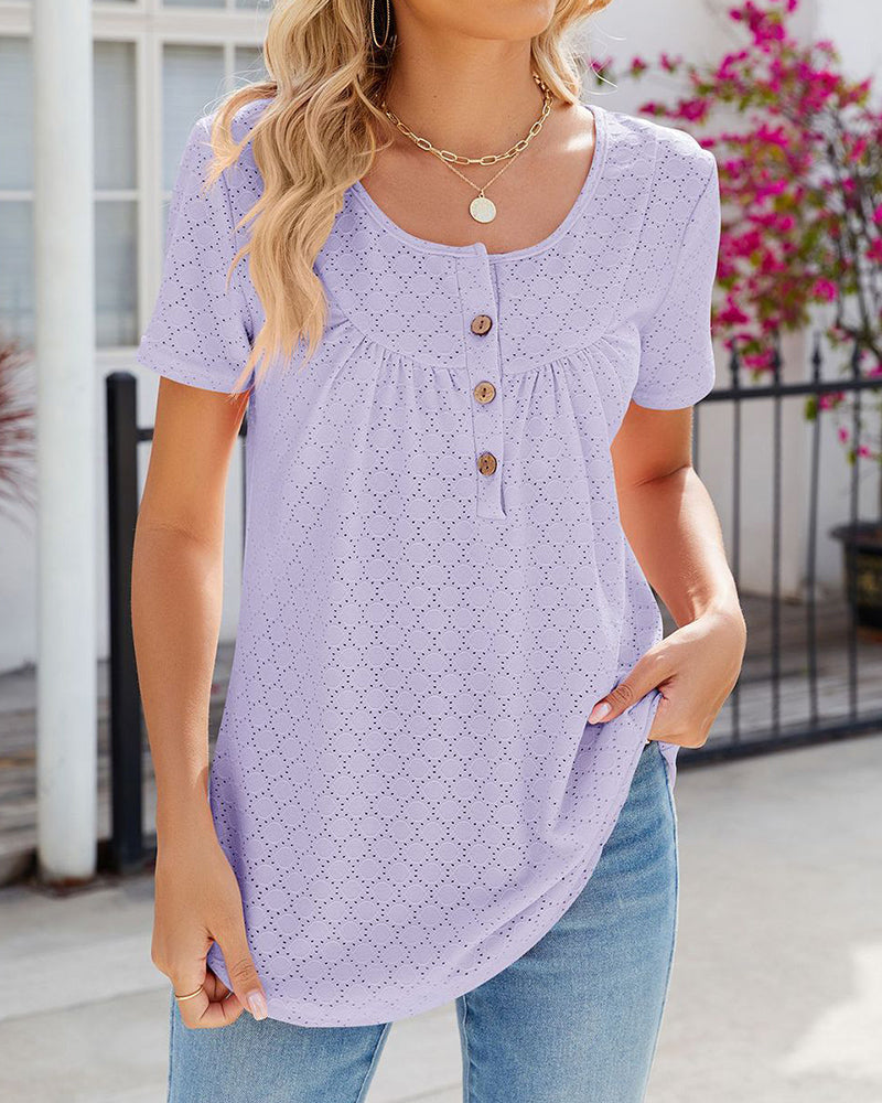 Vibonanza | Damesblouse Katoen Korte Mouw Met Print