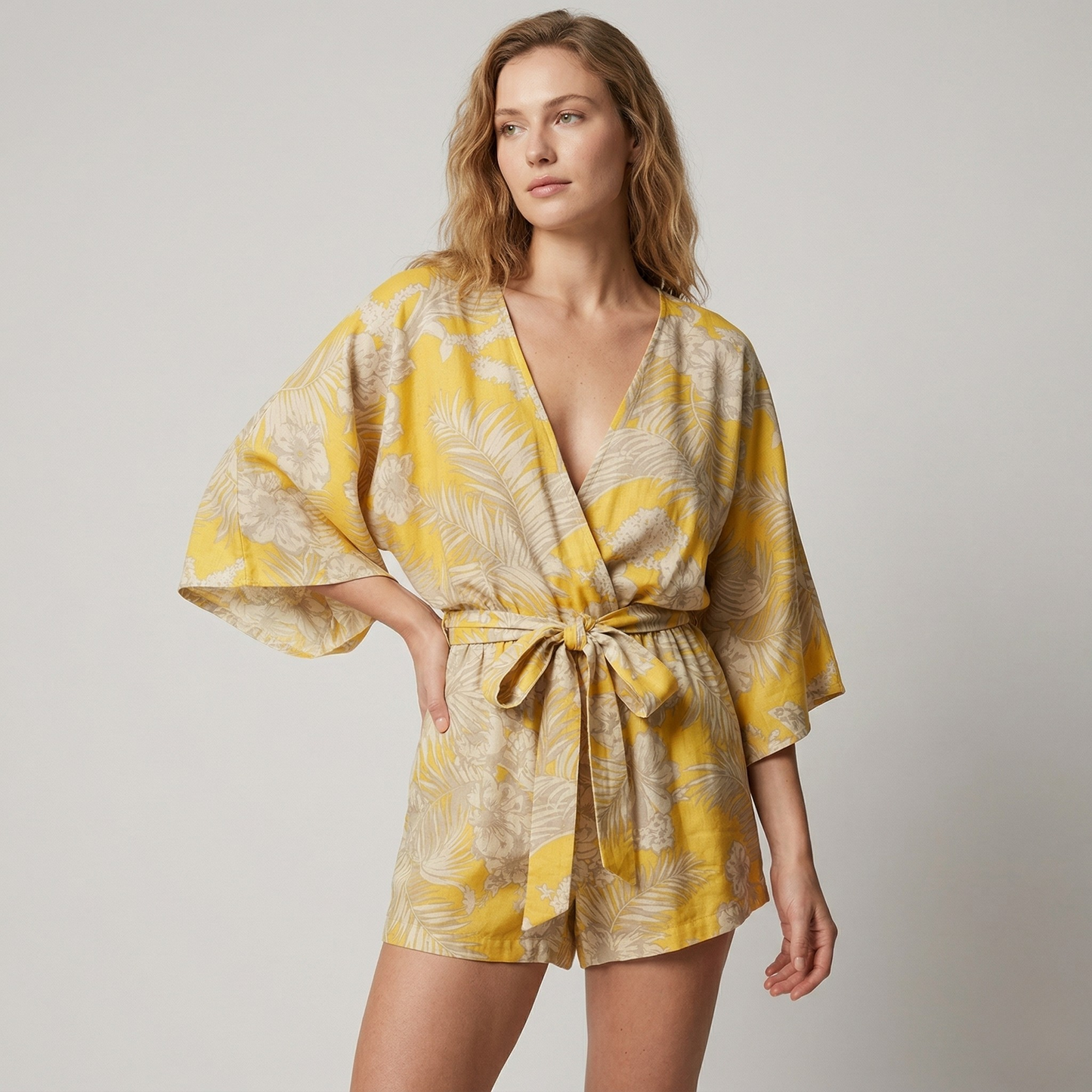 Vibonanza | Witte Zomerse Jumpsuit Lange Mouwen