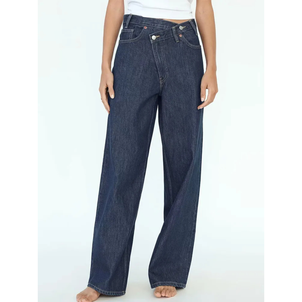 Vibonanza | Donker Denim Baggy Jeans Vrouw