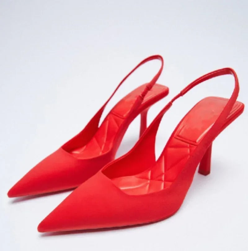 Vibonanza | Slingback Pumps Dames Satin Stiletto Puntige Neus