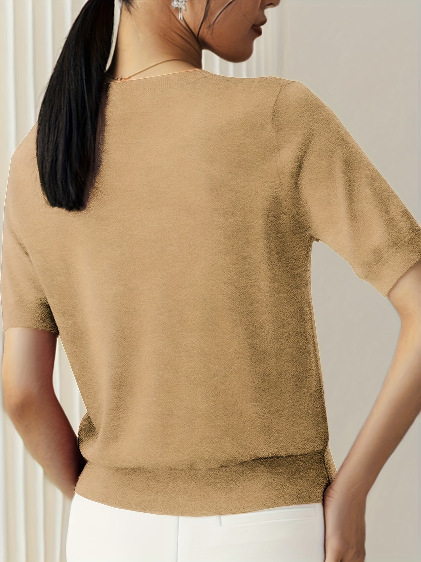 Vibonanza | Grijze T-shirt met Korte Mouw en Zomerstof