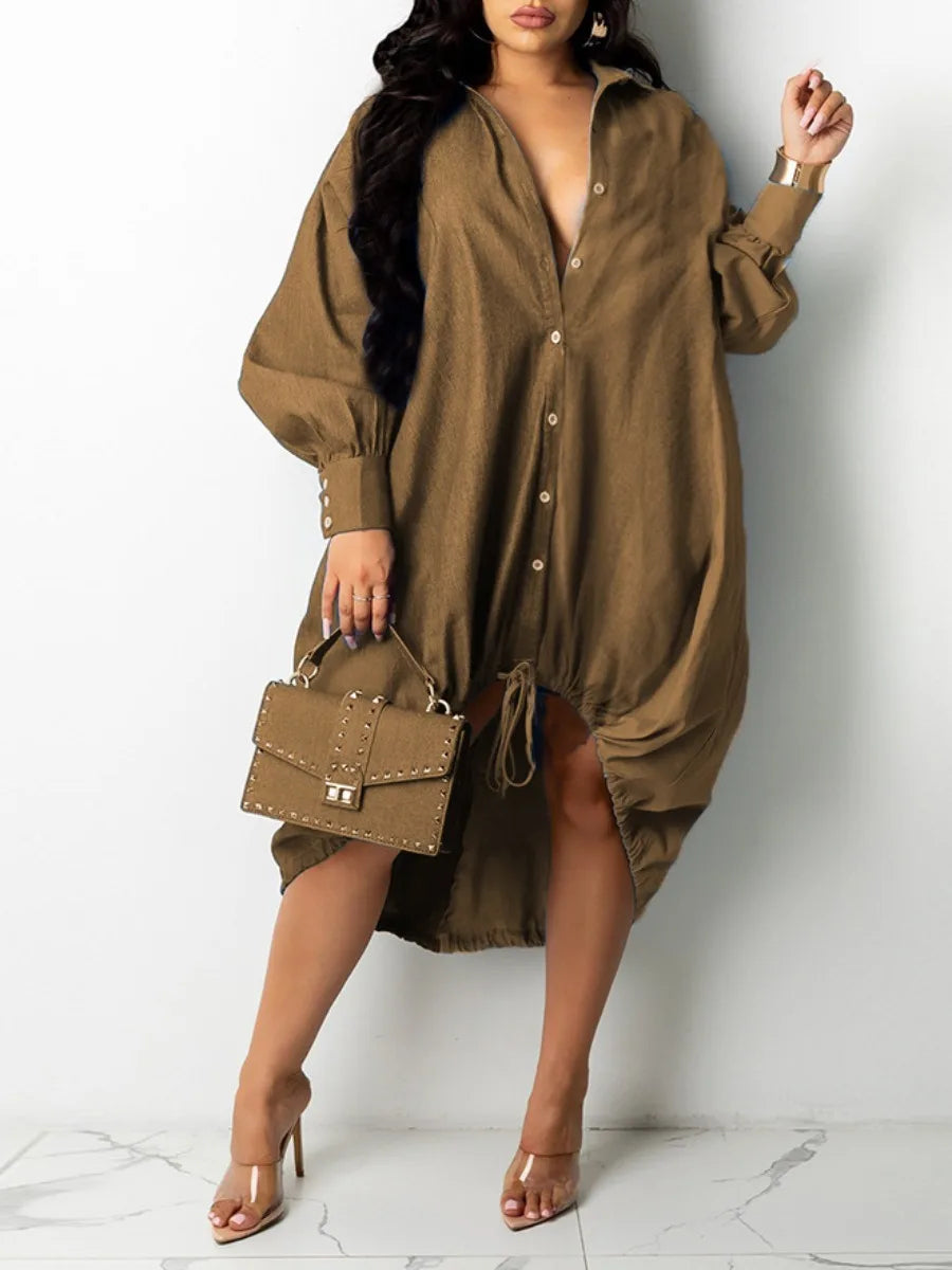 Vibonanza | Plus-Size Jurk Lange Mouwen Patchwork