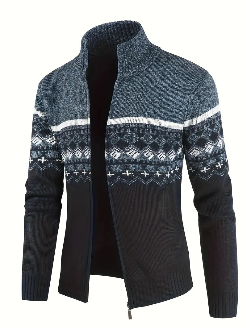 Vibonanza | Heren Vest Isolerend Denim Nordic Patroon