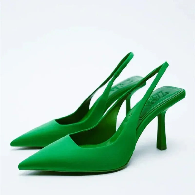 Vibonanza | Slingback Pumps Dames Satin Stiletto Puntige Neus