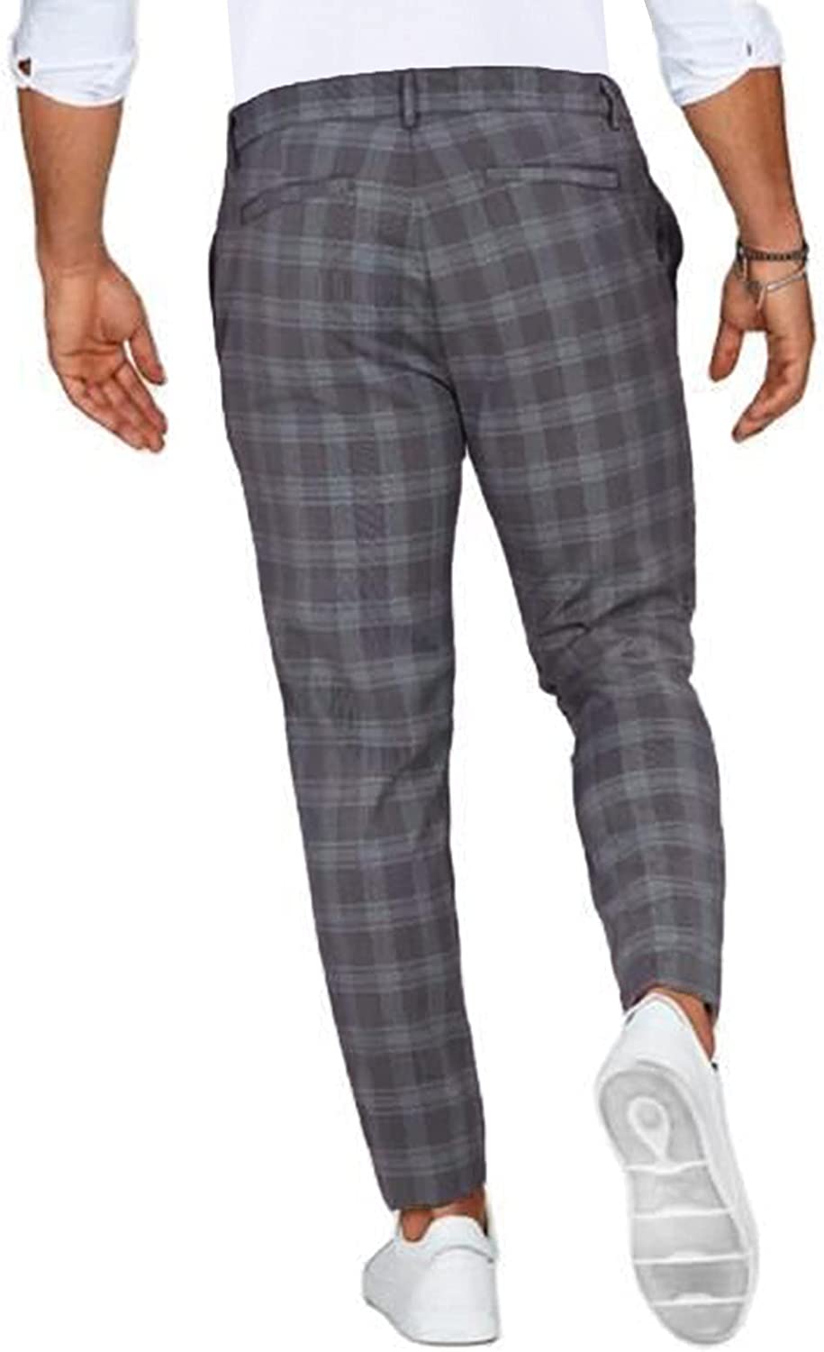 Vibonanza | Slim Fit Heren Chino met Ruitenpatroon