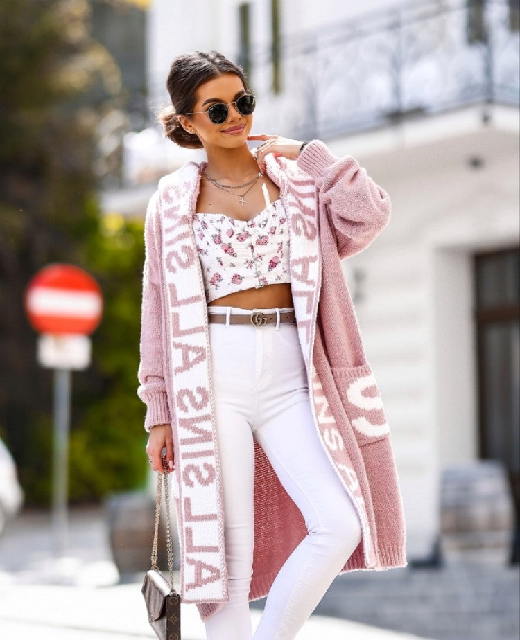 Vibonanza | Dames Taupe Gebreid Vest met Capuchon