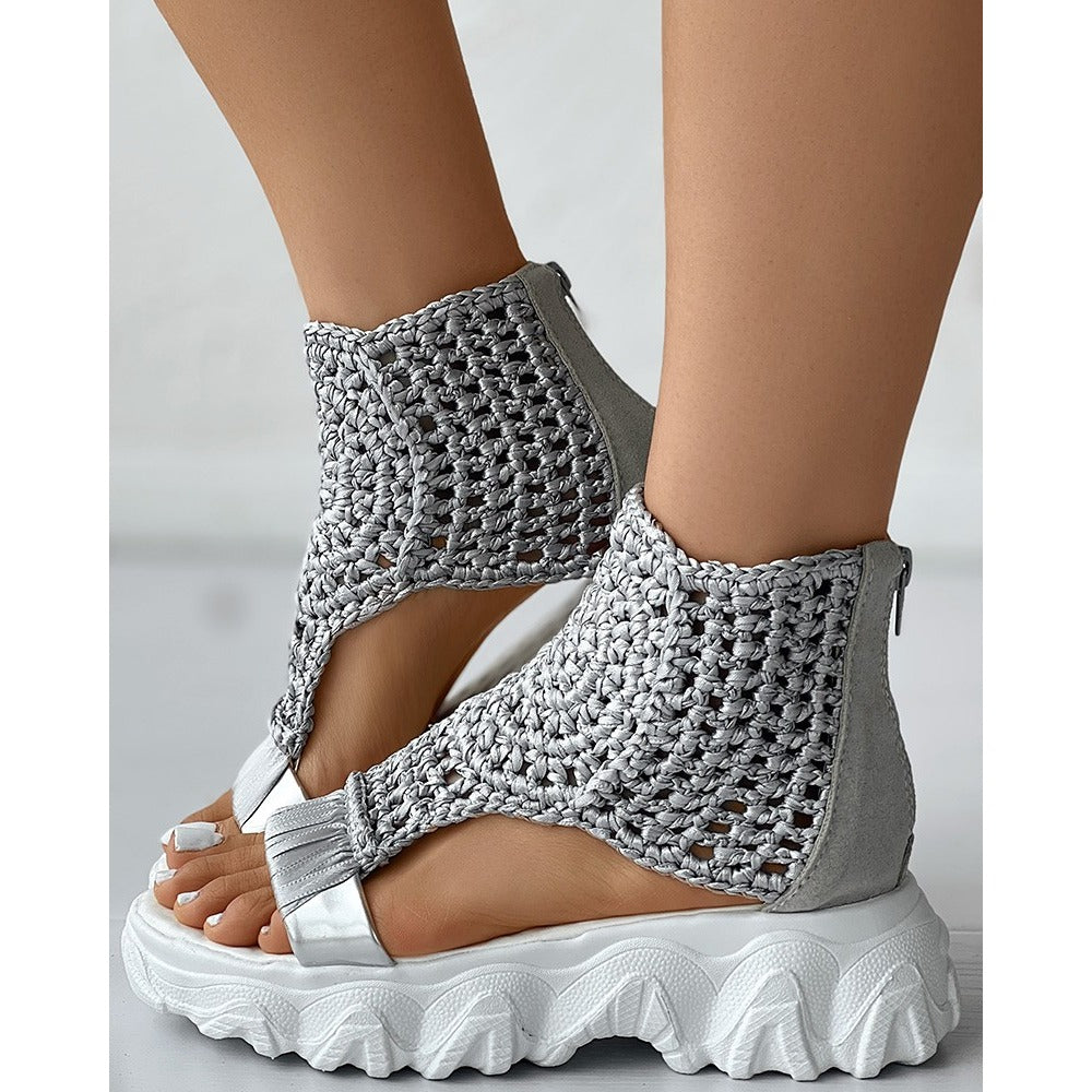 Vibonanza | Dames Zomersandalen Gevlochten Open design