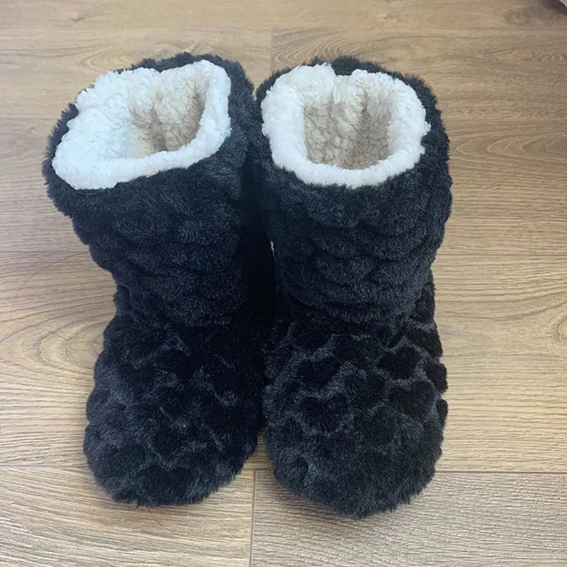 Vibonanza | Hoge Fluwelen Pantoffels Met Antislipzool