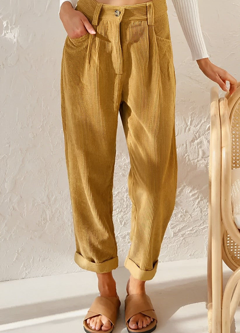 Vibonanza | Vintage Hoge Taille Corduroy Broek