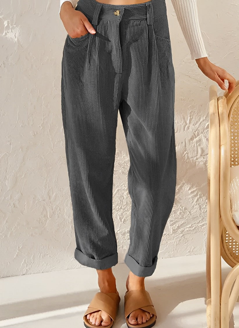 Vibonanza | Vintage Hoge Taille Corduroy Broek
