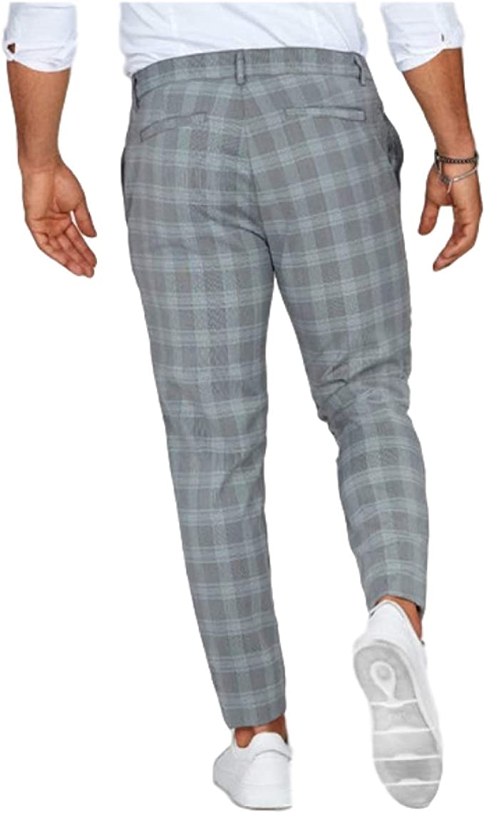 Vibonanza | Slim Fit Heren Chino met Ruitenpatroon