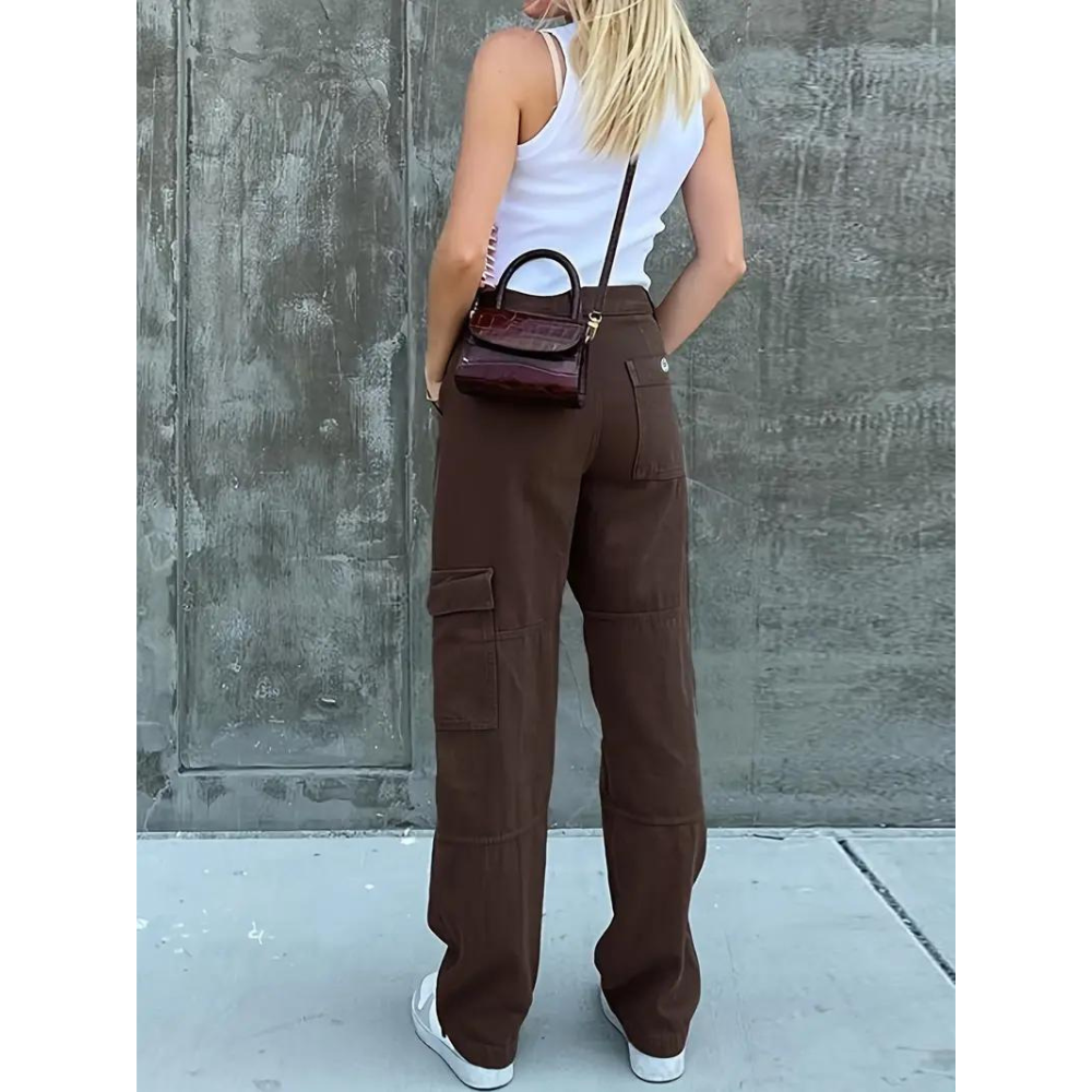 Vibonanza | Dames Cargo Broek Lage Taille Olijfgroen