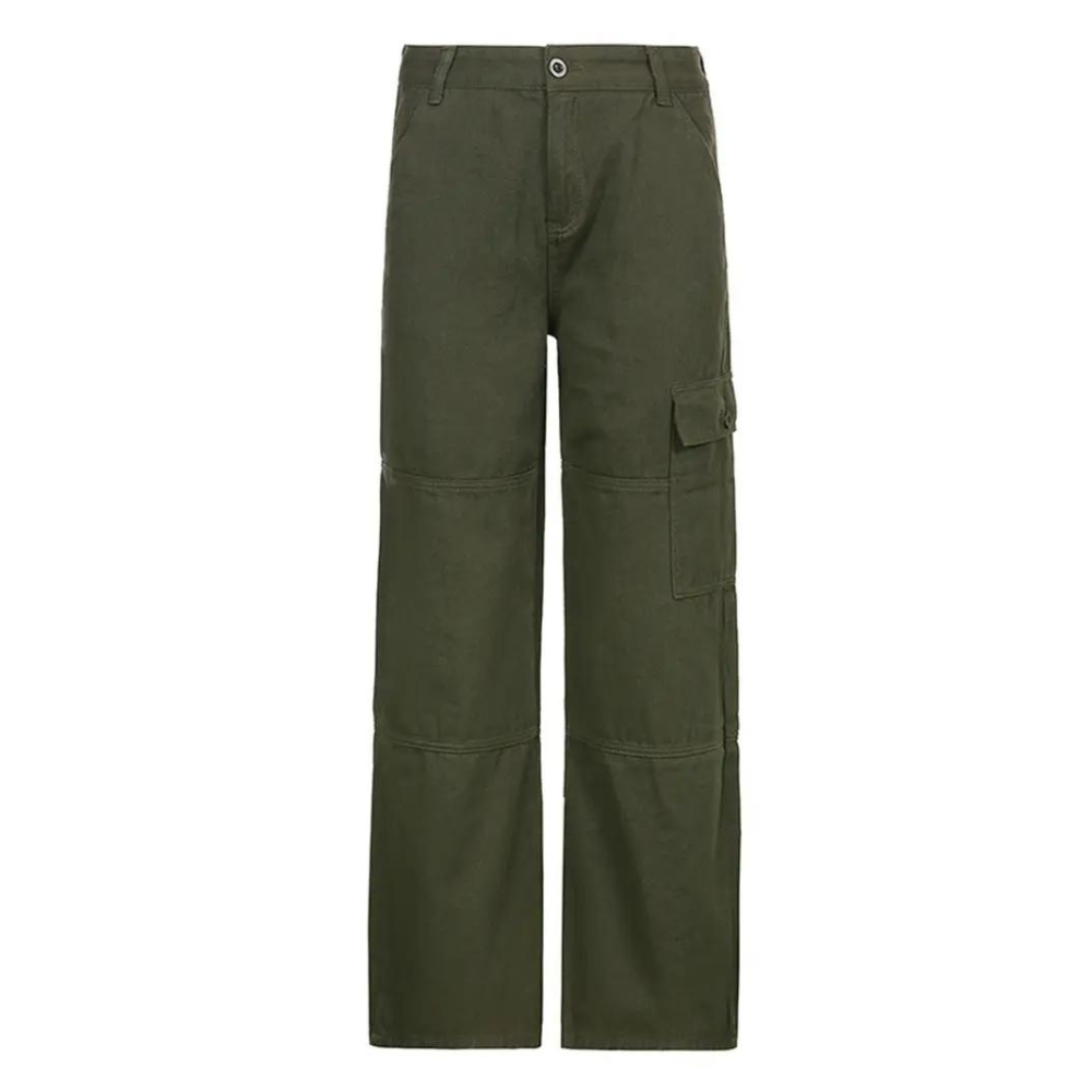 Vibonanza | Dames Cargo Broek Lage Taille Olijfgroen
