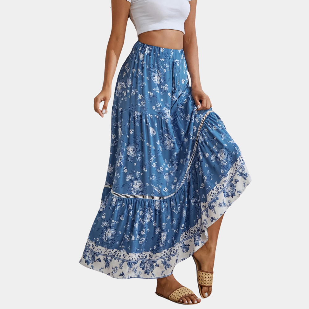 Vibonanza | Vintage Midi Rok met Bloemenprint