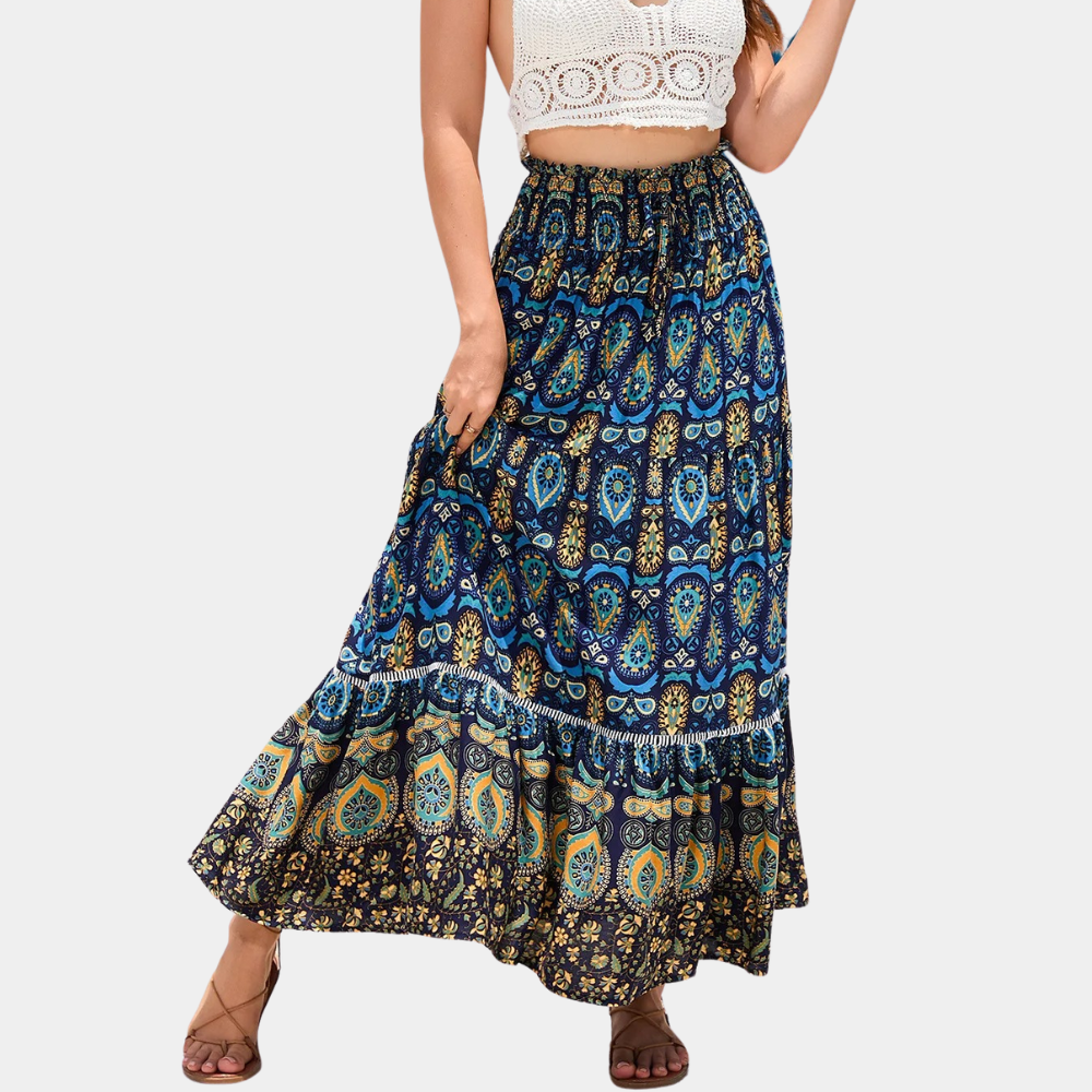 Vibonanza | Vintage Midi Rok met Bloemenprint