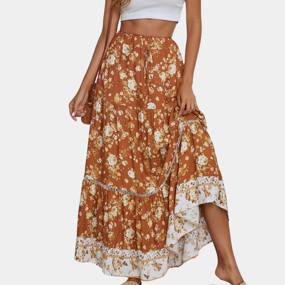 Vibonanza | Vintage Midi Rok met Bloemenprint