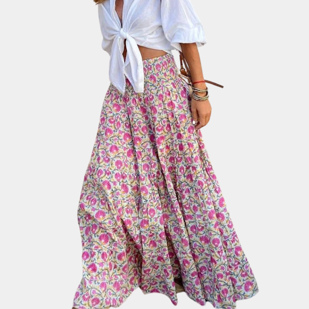 Vibonanza | Vintage Midi Rok met Bloemenprint
