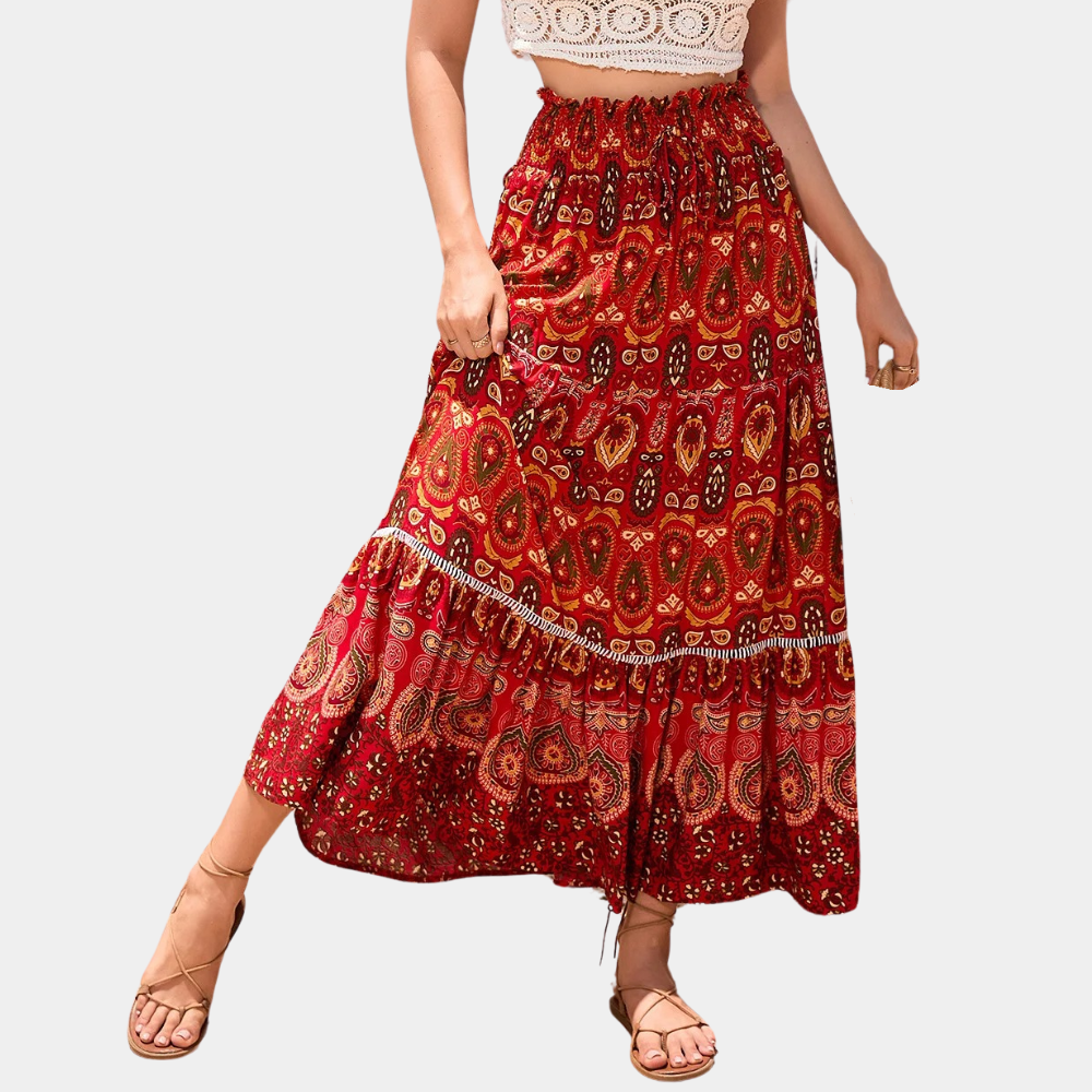 Vibonanza | Vintage Midi Rok met Bloemenprint