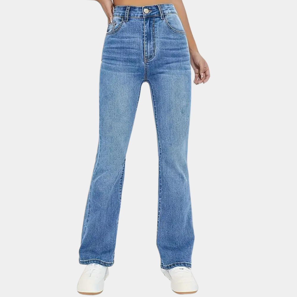 Vibonanza | Dames Hoge Taille Flared Jeans Denim