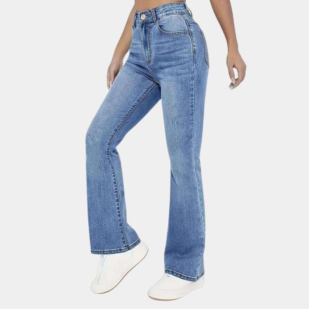 Vibonanza | Dames Hoge Taille Flared Jeans Denim