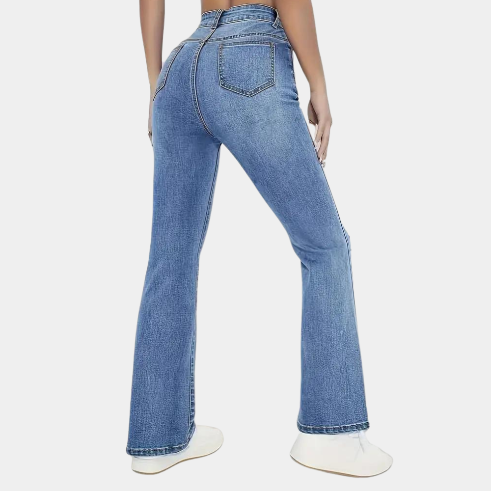 Vibonanza | Dames Hoge Taille Flared Jeans Denim
