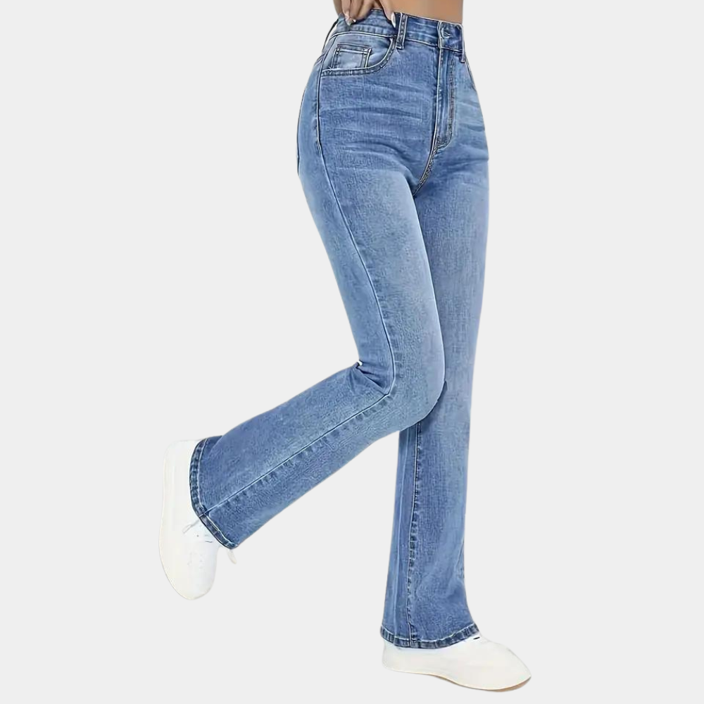 Vibonanza | Dames Hoge Taille Flared Jeans Denim