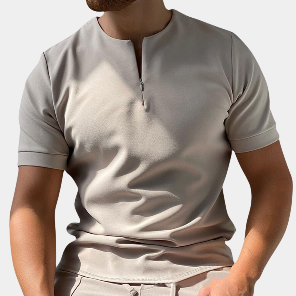 Vibonanza | Herenshirt met Korte Mouw en Ritssluiting