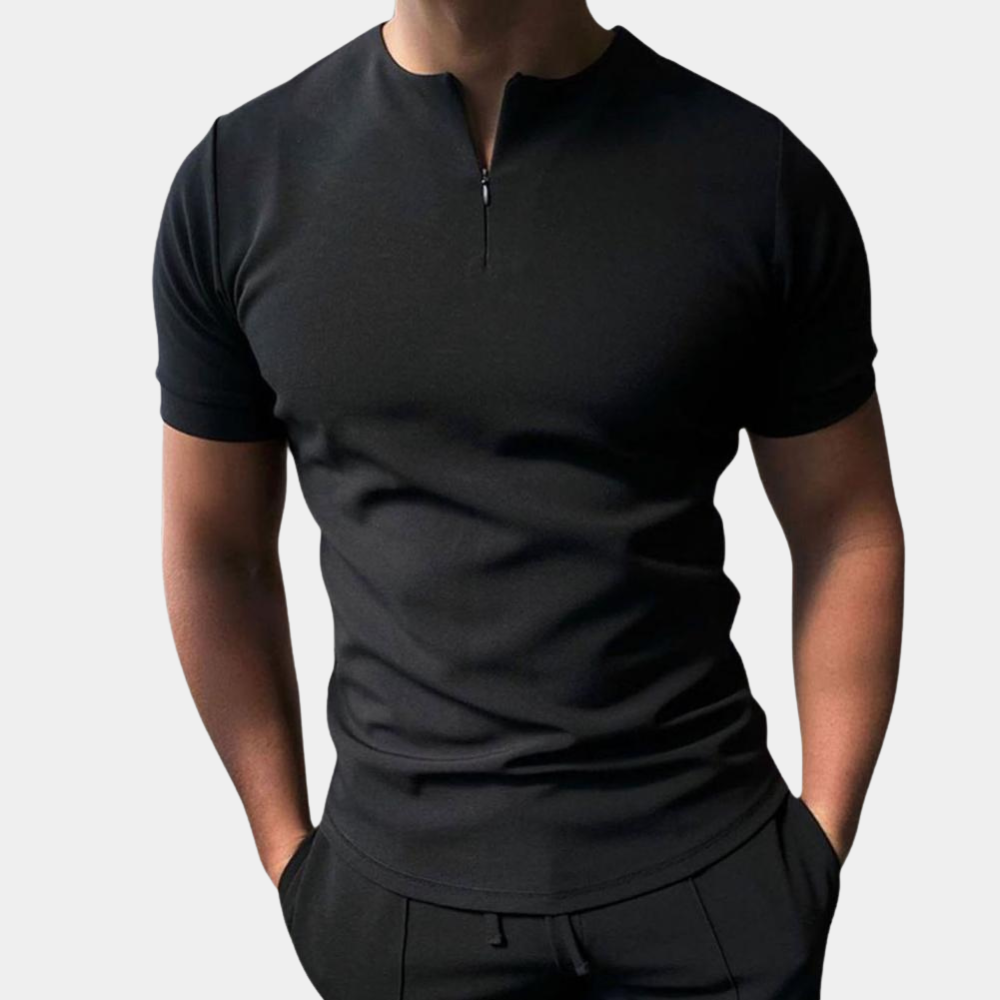 Vibonanza | Herenshirt met Korte Mouw en Ritssluiting