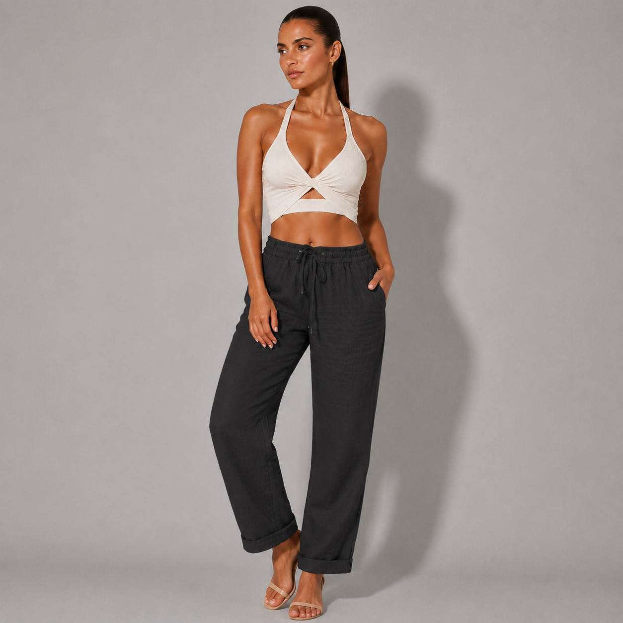 Vibonanza | Broek met Elastische Taille en Strikkoord