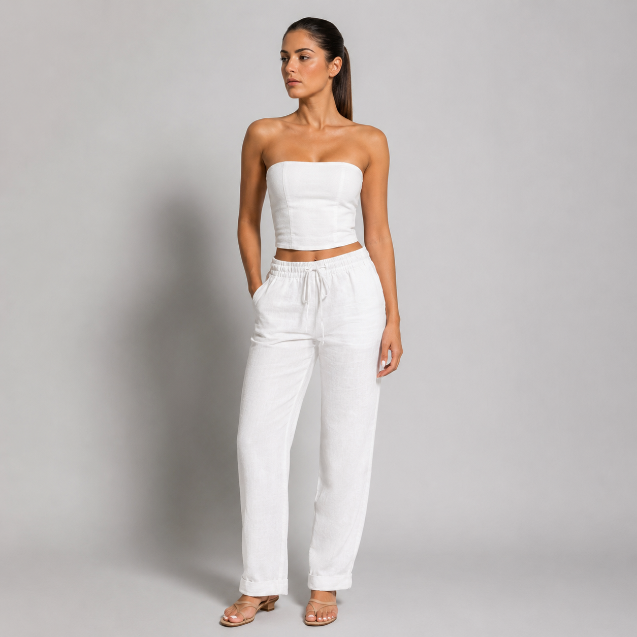 Vibonanza | Broek met Elastische Taille en Strikkoord