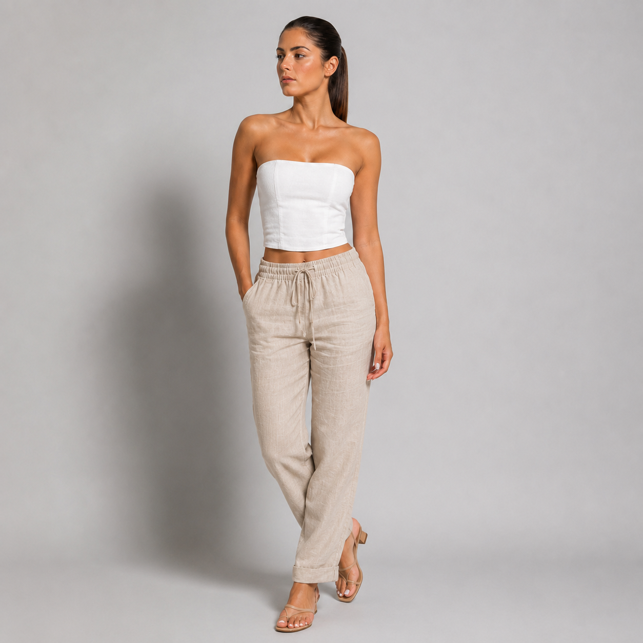 Vibonanza | Broek met Elastische Taille en Strikkoord