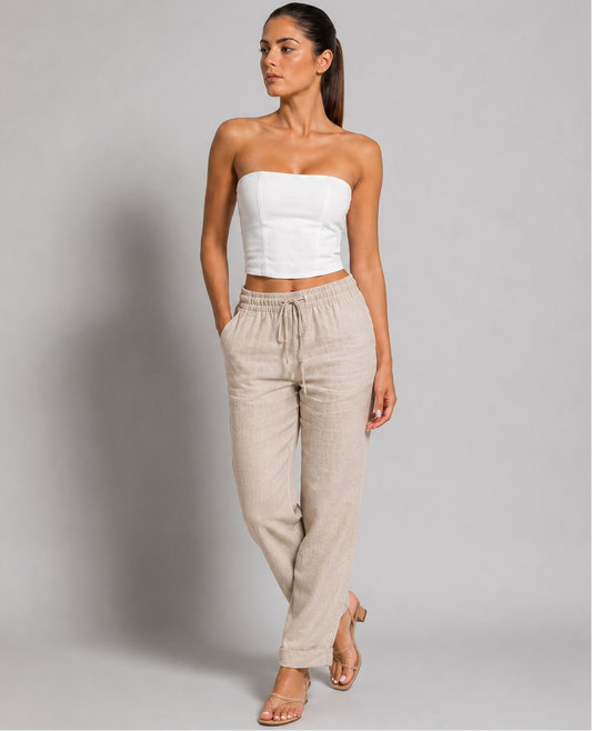 Vibonanza | Broek met Elastische Taille en Strikkoord