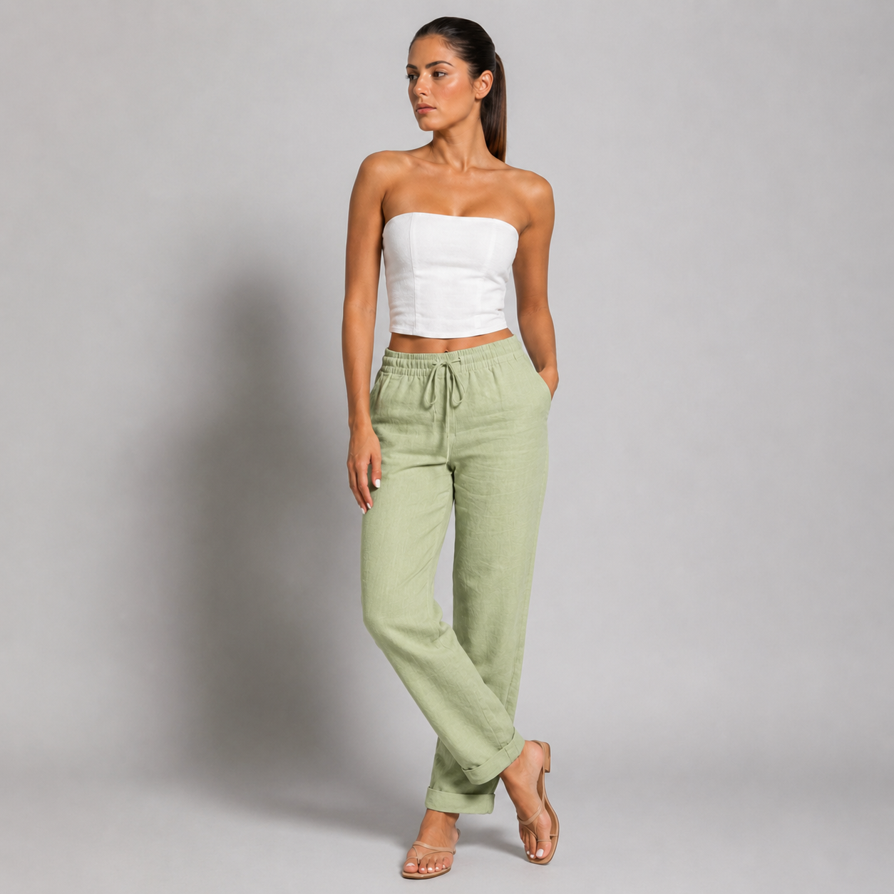 Vibonanza | Broek met Elastische Taille en Strikkoord
