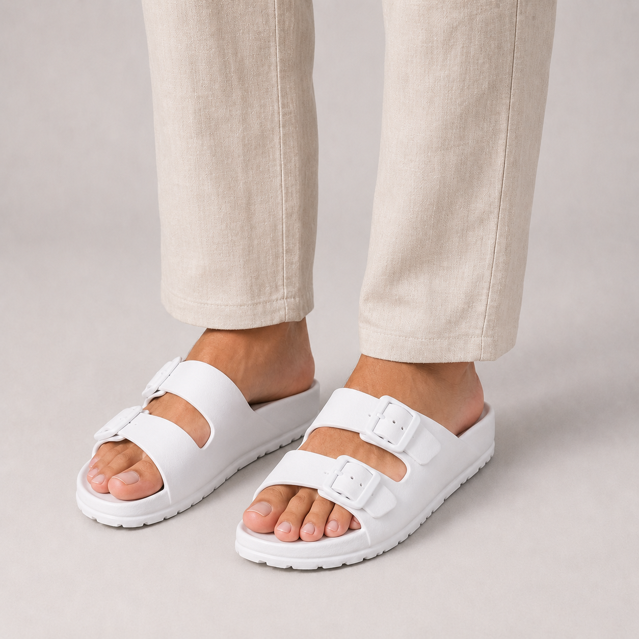 Vibonanza | Slippers met Dubbele Gesp en Open Teen