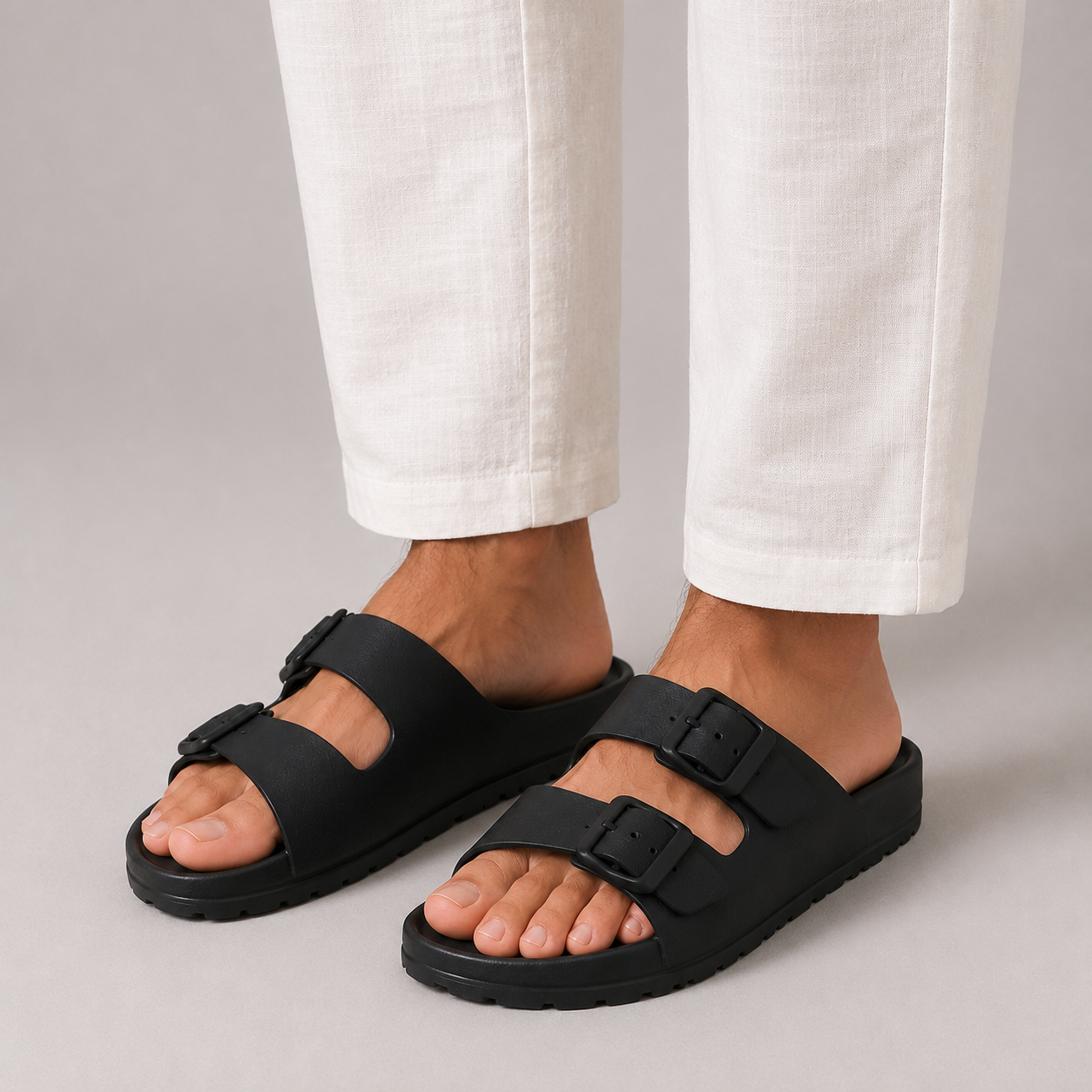Vibonanza | Slippers met Dubbele Gesp en Open Teen