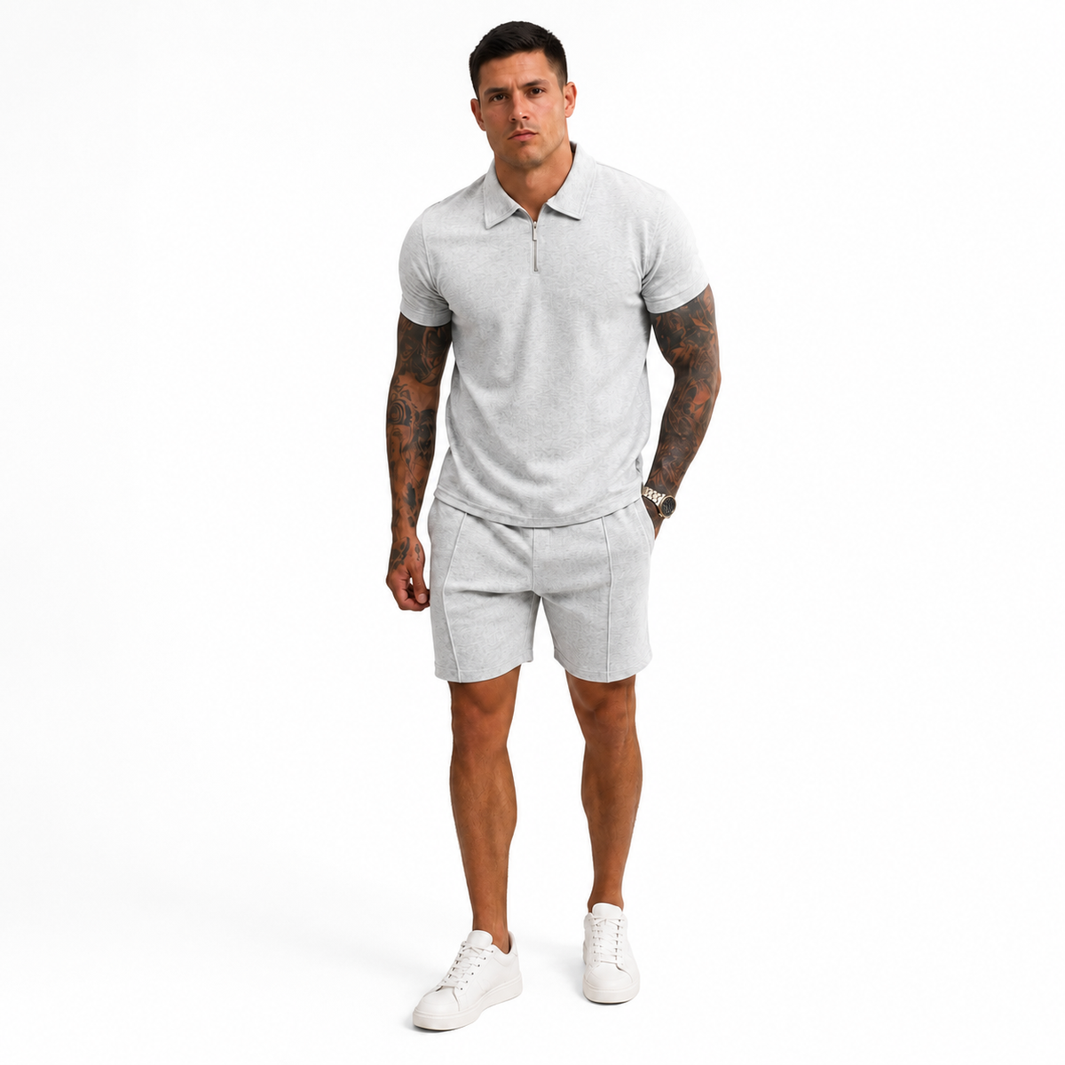 Vibonanza | Zomerse Heren Polo en Short Set in Beige