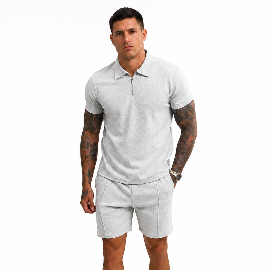 Vibonanza | Zomerse Heren Polo en Short Set in Beige