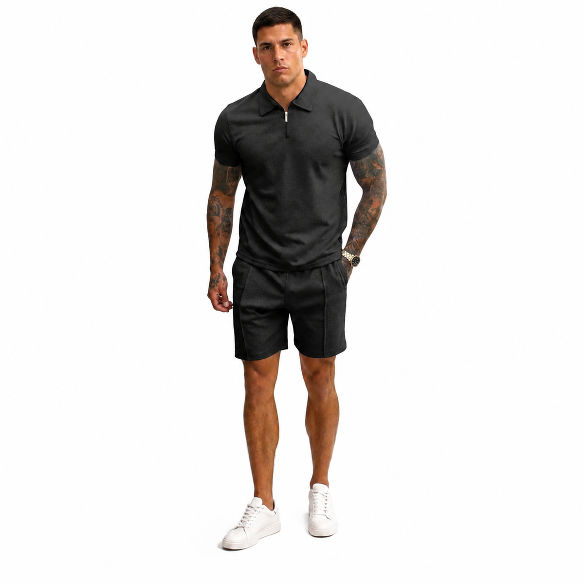Vibonanza | Zomerse Heren Polo en Short Set in Beige