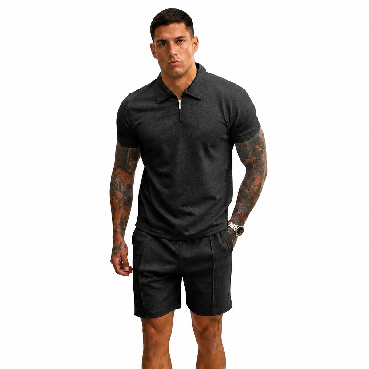 Vibonanza | Zomerse Heren Polo en Short Set in Beige