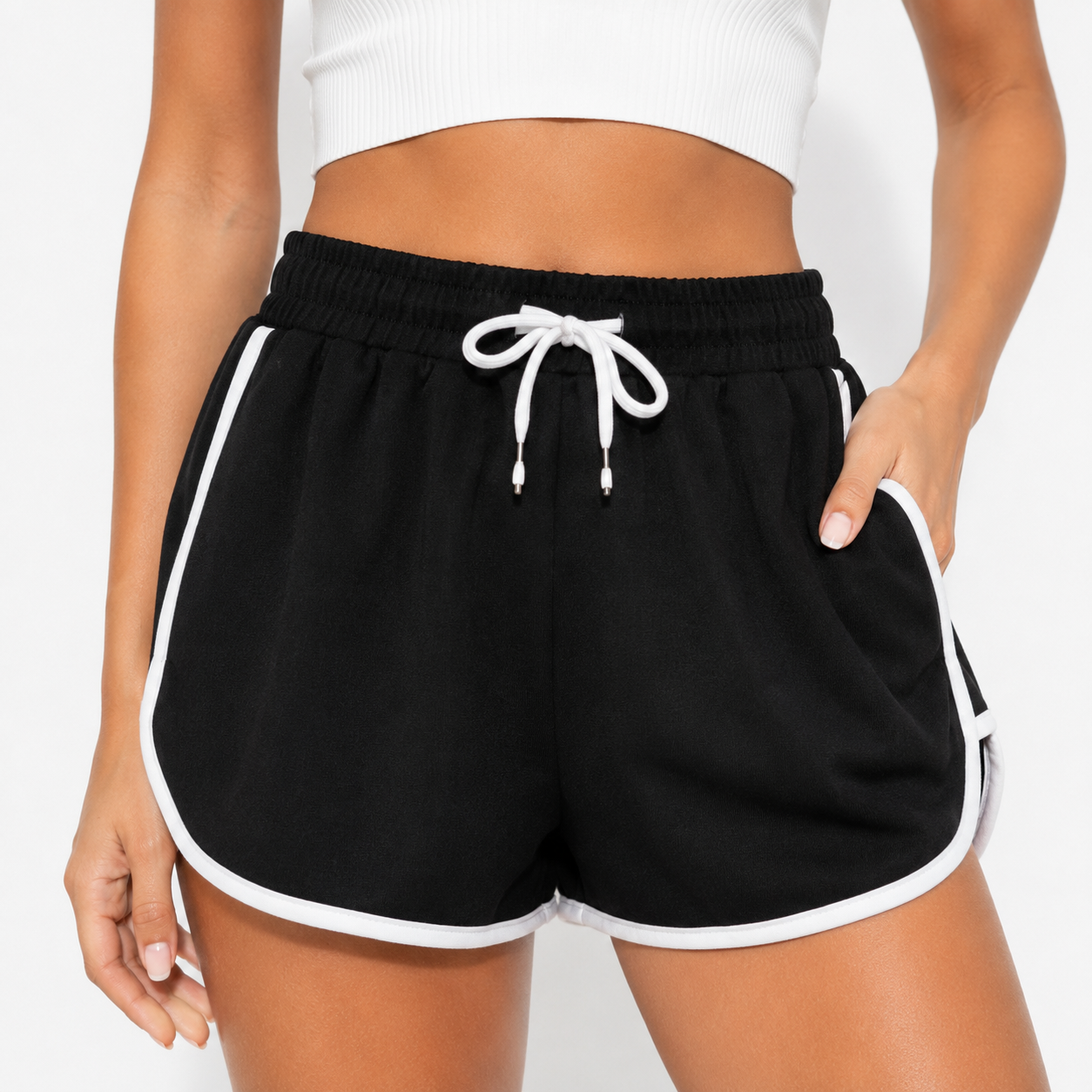 Vibonanza | Korte Sportshort met Trekkoord en Contrastbies