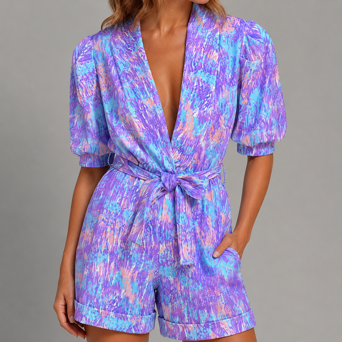 Vibonanza | Zomerse Jumpsuit V-Hals Met Strikceintuur