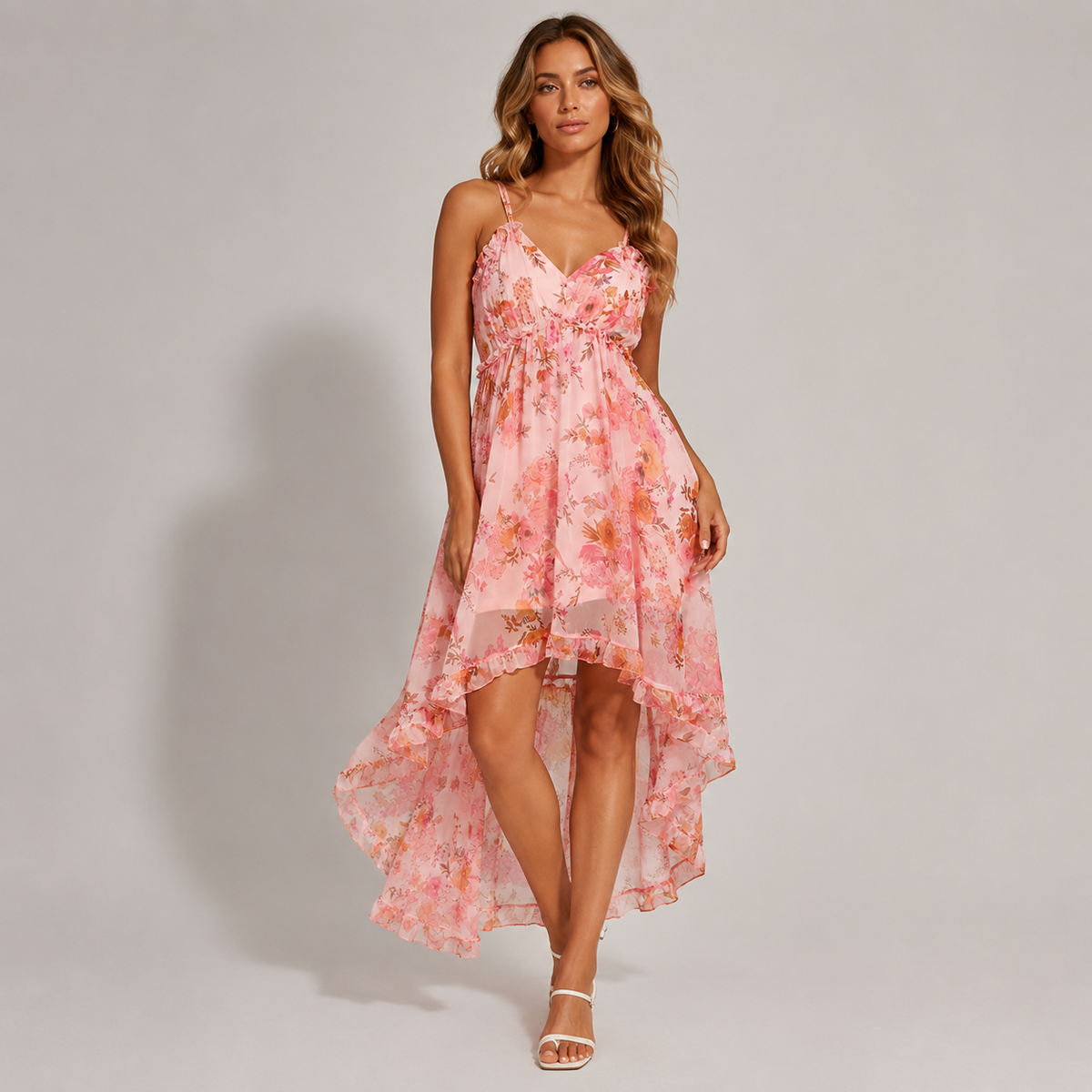 Vibonanza | Dames Zomerjurk Bloemenprint Asymmetrisch Mouwloos