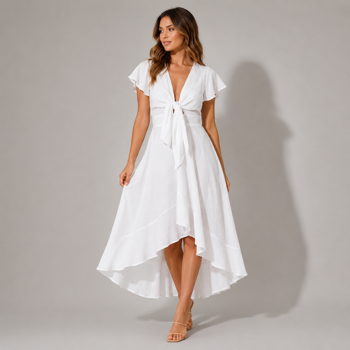 Vibonanza | Elegante Dames Zomerjurk Met V-Hals en Korte Mouw