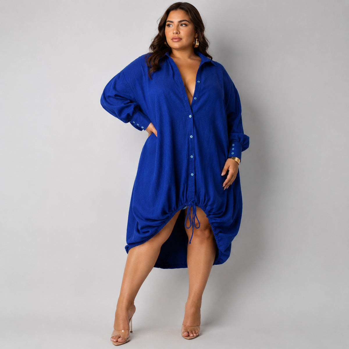 Vibonanza | Plus-Size Jurk Lange Mouwen Patchwork